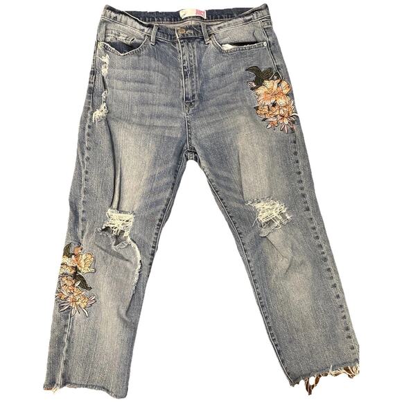 Juicy Jeans By Juicy Couture Women’s 29 Blue Distressed Flowers - Picture 1 of 16
